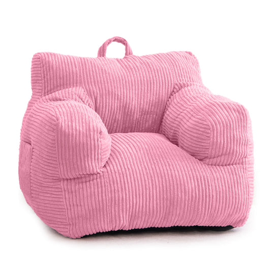 MAXYOYO Kids Bean Bag Chair, Corduroy Bean Bag Couch with Armrests for Children's Room (Pink)