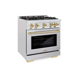 ZLINE 30" Select Gas Range Convection Gas Oven DuraSnow® Stainless Steel Gold HGRSZ-30-G