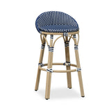 PURPLE LEAF Patio Oversized Backrest Bar Height Stool Set of 2 Outdoor Round Barstools Aluminum Frame Woven Rattan for Indoor Kitchen Dining Bistros Cafe Restaurant