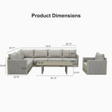 PURPLE LEAF Sanori L-Shaped Patio Couch Set Modular Sofa with Beige Cushions and Ottoman for Backyard
