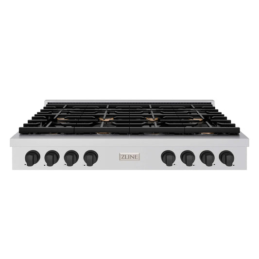ZLINE 48" Paramount Gas Rangetop Stainless Steel Matte Black SRTZ-48-MB