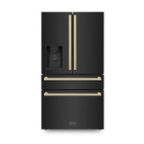 ZLINE 36" Autograph French Door Refrigerator, Ice & Water, Black Stainless RFMZ-W36-BS-FCB