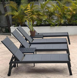 PURPLE LEAF Outdoor Aluminum Chaise Lounge with Wheels and Side Table for Outdoor Backyard Poolside