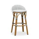 PURPLE LEAF Patio Oversized Backrest Bar Height Stool Set of 2 Outdoor Round Barstools Aluminum Frame Woven Rattan for Indoor Kitchen Dining Bistros Cafe Restaurant