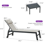 PURPLE LEAF Outdoor Lounge Chair Patio Chaise Pool Lounger Aluminum Frame with Side Table and Wheels for Outside Sunbathing Tanning Recliner Including Pillows
