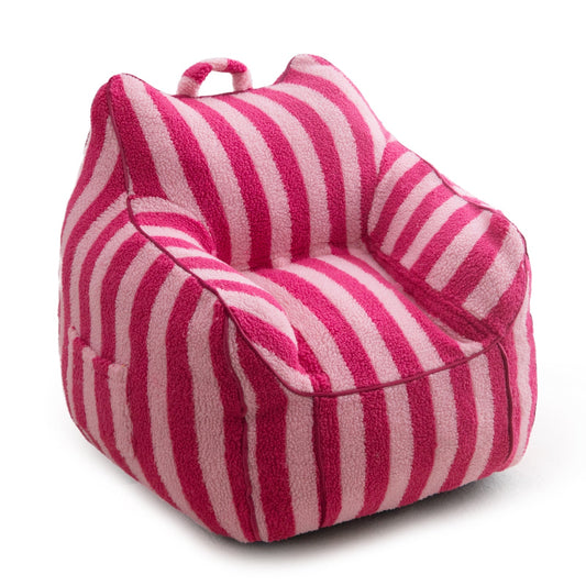 MAXYOYO Kids Bean Bag Chair, Sherpa Bean Bag Couch with Decorative Edges for children's room (Stripe Pink)