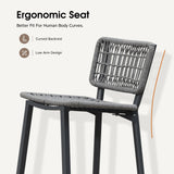 PURPLE LEAF Patio Counter Height Bar Stools Set of 2 Metal Bar Chairs with Back Wicker Woven Stools for Kitchen Island Pool Garden Outdoor Barstools