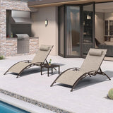 PURPLE LEAF Outdoor Chaise Lounge Chair  Patio Pool Lounger Bronze Aluminum Chairs with Side Table Adjustable Tanning Recliner for Outside Backyard Yard Deck Balcony Beach