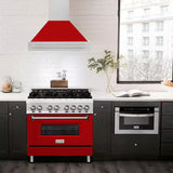 ZLINE 36" Autograph Stainless Red Matt Wall Range Hood 8654STX-RM-36