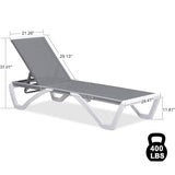 PURPLE LEAF Patio Chaise Lounge Chair Outdoor Plastic Textilene Sun Bathing Recliner Tanning Pool Lounger with 6 Adjustable Position for Outside Beach in-Pool Lawn Poolside