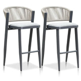 PURPLE LEAF Counter Height Bar Stool Set of 2 Outdoor Stool Chair with Footrest Patio Bar Height Stools Rattan Barstools for Outdoor or Indoor