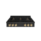 ZLINE 30" Paramount Gas Rangetop Black Stainless Steel Polished Gold SRTBZ-30-G