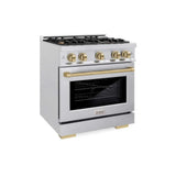 ZLINE 30" Select Dual Fuel Range Gas Cooktop Electric Convection Oven DuraSnow® Stainless Steel Champagne Bronze HDRSZ-30-CB
