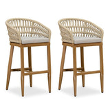 PURPLE LEAF Outdoor Bar Stools Counter Stools Rattan Bar Stools Chair with Backrest for Indoor or Outdoor, Kitchen lsland