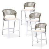 PURPLE LEAF Bar Stool Rattan Bar Stools Counter Stools with Back Metal Bar Height Stool Outdoor Bar Chair for Garden Kitchen