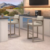 PURPLE LEAF Caesar Bar Stools Modern Aluminum Barstools with Stainless Removable Cushion for Kitchen Outside Island Backyard