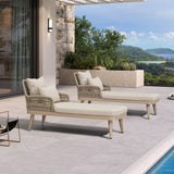 PURPLE LEAF Patio Chaise Lounge Chair, Aluminum Pool Lounge Chairs for Outdoor with 2 Cushions for Deck, Pool, Lawn, Garden, Courtyard, Porch, Teak