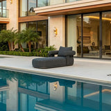 PURPLE LEAF Outdoor Chaise Lounge  Modern Luxury Aluminum Lounger Daybed with Olefin Lumbar Pillow and Armrest for Patio Poolside Beach Sunbathing Deck