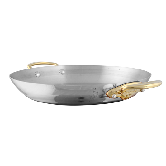 Mauviel M'COOK B 5-Ply Round Gratin Pan With Brass Handles