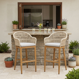 PURPLE LEAF Outdoor Bar Stools Rattan Bar Stools Counter Stools with Back and Cushions  for Patio, Garden, Kitchen