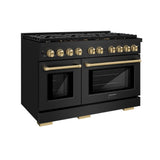 ZLINE 48"Paramount Dual Fuel Range Black Stainless Steel, Champagne Bronze SDRBZ-48-CB