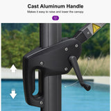 PURPLE LEAF Pool Umbrella Outdoor Cantilever Umbrella with In-ground Base