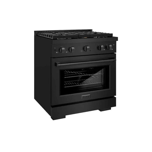 ZLINE 30 in.Gas Range, Convection Gas Oven, Brass Burner, Black Stainless Steel, SGRB-BR-30