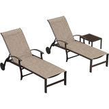 PURPLE LEAF Outdoor Chaise Lounge Patio Pool Lounger Aluminum Chairs with Side Table Adjustable Tanning Recliner for Outside Yard Deck Lawn Garden Beach