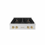 ZLINE 30" Paramount Gas Rangetop DuraSnow® Stainless Steel Polished Gold SRTSZ-30-G