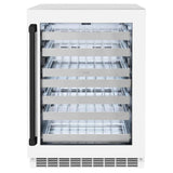 ZLINE 24" Touchstone Dual Zone 44 Bottle Wine Cooler White Matte Glass Door Matte Black Handle RWDOZ-WM-24-MB
