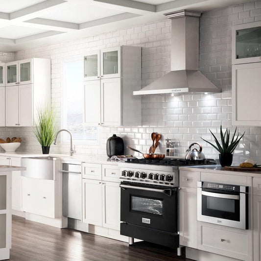 ZLINE 36" Bundle Range RA-BLM-36 &  Wall Range Hood KB-36, 2KP-RABLMRH36
