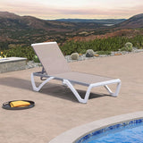PURPLE LEAF Patio Chaise Lounge Chair Outdoor Plastic Textilene Sun Bathing Recliner Tanning Pool Lounger with 6 Adjustable Position for Outside Beach in-Pool Lawn Poolside