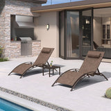 PURPLE LEAF Outdoor Chaise Lounge Chair  Patio Pool Lounger Bronze Aluminum Chairs with Side Table Adjustable Tanning Recliner for Outside Backyard Yard Deck Balcony Beach