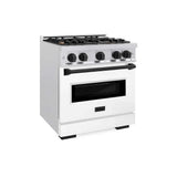 ZLINE 30" Dual Fuel Range, Gas Cooktop, Electric Convection Oven DuraSnow® Stainless Steel, Matte Black CDRSZ-30-MB