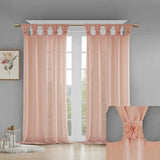 Wholesale Floral Twist Tab Semi-Sheer Window Panel, Pink