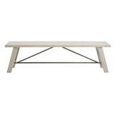French Country White Wood Dining Bench Seats 3 *