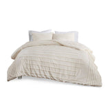 Wholesale Chenille Stripes 3PC Comforter/Duvet Cover/Coverlet, Ivory