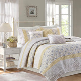 Wholesale 6 Piece Cotton Percale Quilt Set with Throw Pillows, Yellow