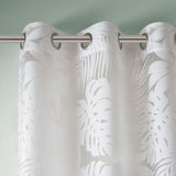 Devore Palm Leaf White Sheer Window Panel