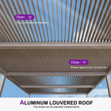 PURPLE LEAF Athena Louvered Pergola Modern Champagne Pergola with Adjustable Roof for Deck Backyard Garden