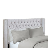 Upholstered Winged Tufted Bed Headboard, Soft Grey *