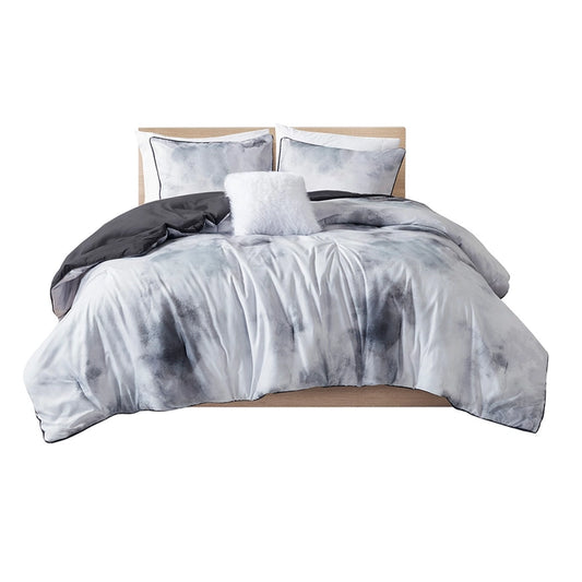 Watercolor Tie Dye Printed Comforter Set, Charcoal