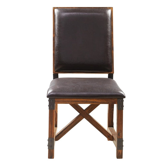 Vintage Industrial Pu Leathered Dining Side Chair
