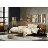 Poplar Solid Wood Bed with 2 Nightstands, Pecan*