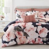 7-Piece Modern Farmhouse Comforter Set, Blush