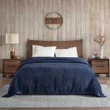 Berber Sherpa Bedding Blanket, Navy Blue