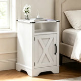 Nightstand with Charging Station Wooden End Table