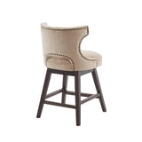 Open Back Winged Swivel Counter Stool, Beige