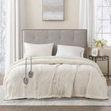 Heated Microlight Plush Electric Bedding Blanket, Ivory