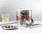 Hammered Ribbed Copper Ice Bucket with Lid & Tongs
